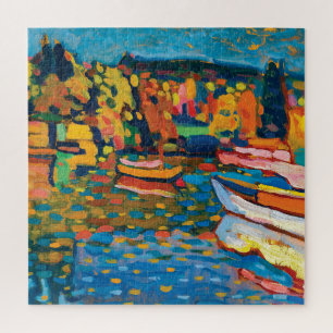 Autumn Landscape with Boats by Wassily Kandinsky Jigsaw Puzzle