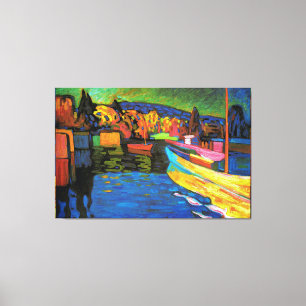 Autumn Landscape With Boats Canvas Print