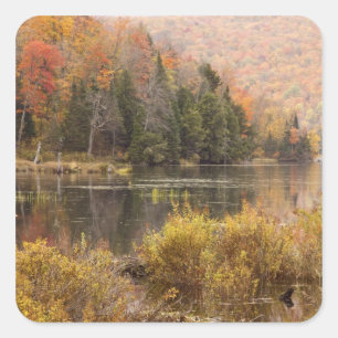 Autumn landscape with lake, Vermont, USA 3 Square Sticker