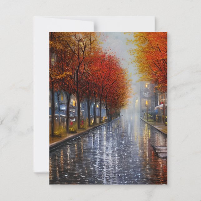 Autumn landscapes with rain and foliage have a uni card (Front)