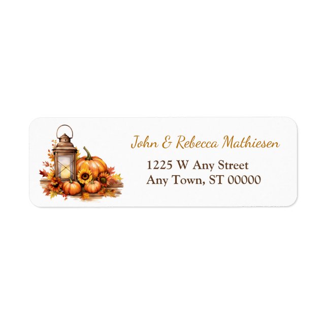 Autumn Lantern and Pumpkins Return Address (Front)