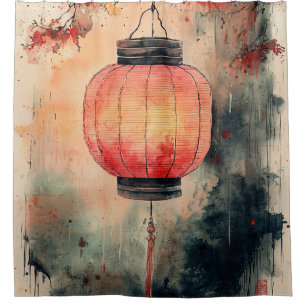 Autumn Lantern Sumi-E Watercolor