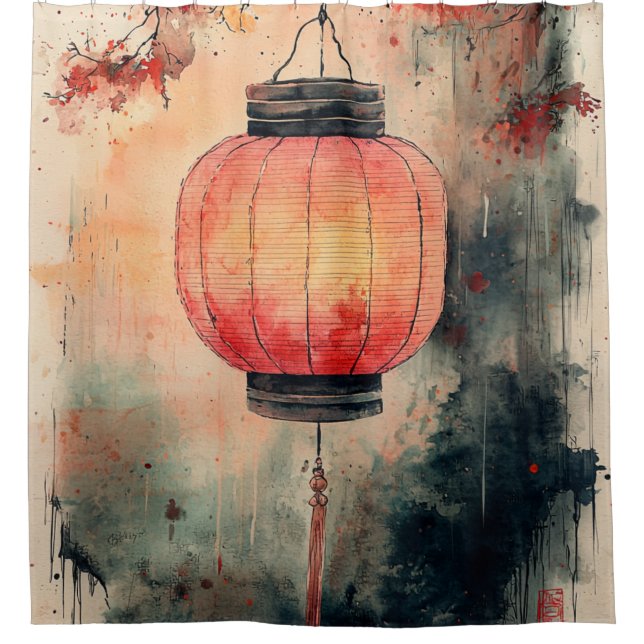 Autumn Lantern Sumi-E Watercolor (Front)