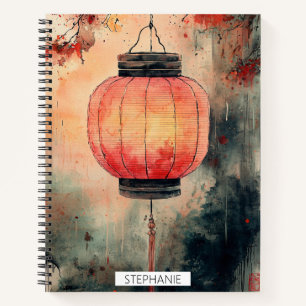 Autumn Lantern Sumi-E Watercolor Notebook