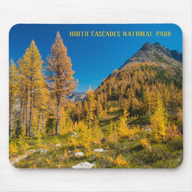Autumn Larches at Easy Pass Washington Mouse Pad (Front)