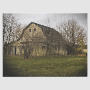 Autumn Large Tan Barn Surrounded by Trees Tissue Paper