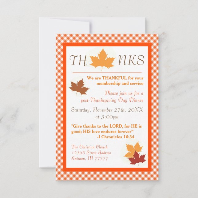 Autumn Leaf - 3x5 Thanksgiving Dinner Invitation (Front)