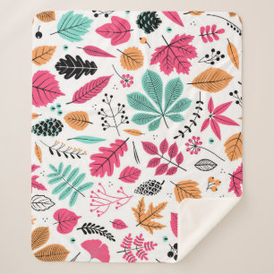 Autumn Leaf Abstract Seamless Pattern Sherpa Blanket