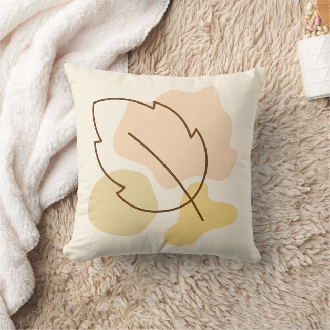 Autumn Leaf & Blob Shape Fall Home Decoration Gift Throw Pillow (Blanket)