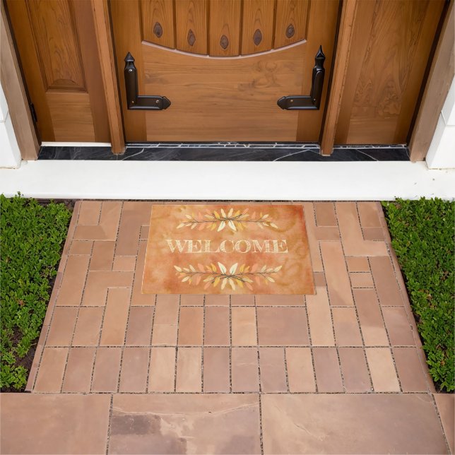 Autumn Leaf Borders Welcome Seasonal Colours Custo Doormat (Outdoor)