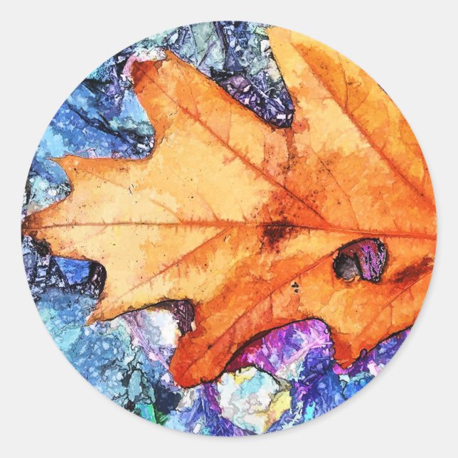 AUTUMN LEAF CLASSIC ROUND STICKER (Front)
