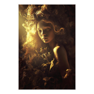 Autumn Leaf Cocoon Girl Golden Glow Photo Print
