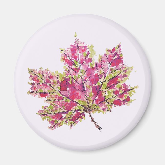 Autumn Leaf Colourful Watercolor Boho Magnet (Front)