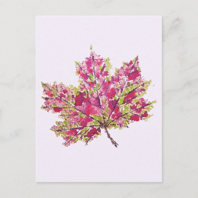 Autumn Leaf Colourful Watercolor Boho Postcard (Front)