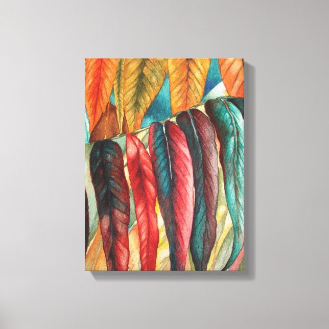 autumn leaf colours original stylised modern art canvas print (Front)