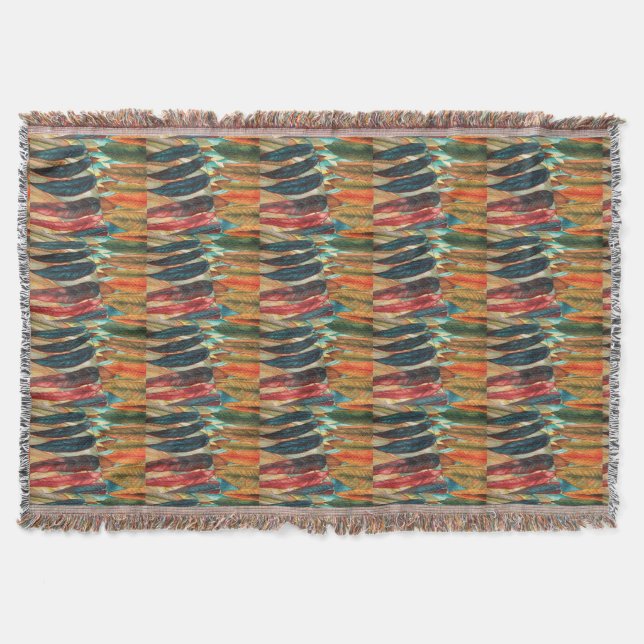 autumn leaf colours original stylized modern art throw blanket (Front)