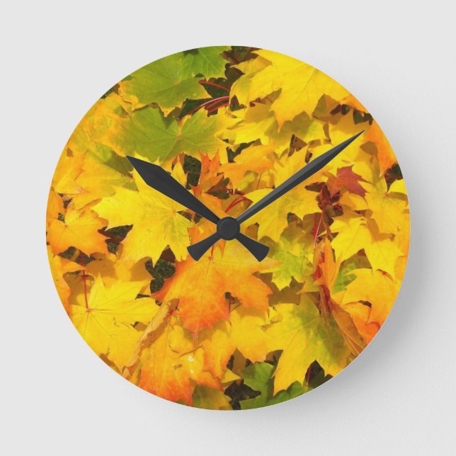 Autumn Leaf Colours Tree Party Destiny Celebration Round Clock (Front)