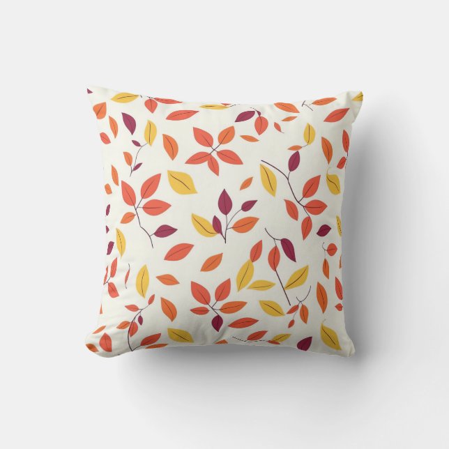 Autumn Leaf Cushion - Cozy Fall Colors  (Front)