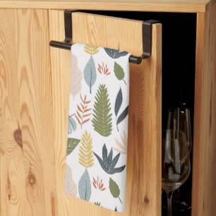 Autumn leaf Cute colours Sage green and orange Kitchen Towel