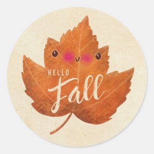 Autumn Leaf Cute Halloween Thanksgiving Fall Classic Round Sticker