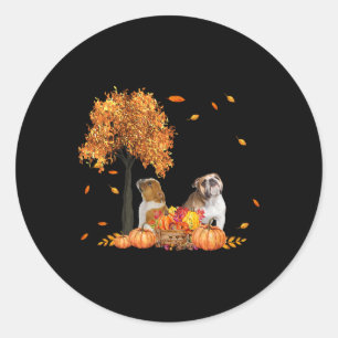 Autumn Leaf Fall Dog Lover Halloween Thanksgiving Classic Round Sticker