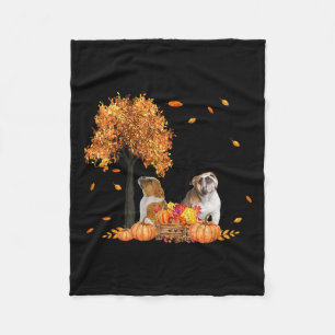 Autumn Leaf Fall Dog Lover Halloween Thanksgiving Fleece Blanket