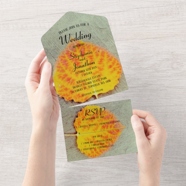 Autumn Leaf Fall Wedding  All In One Invitation (Tearaway)