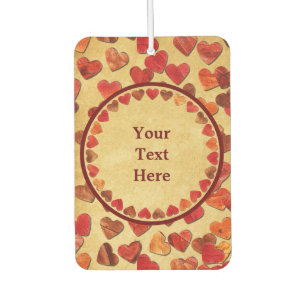 Autumn Leaf Hearts On Old Paper Air Freshener
