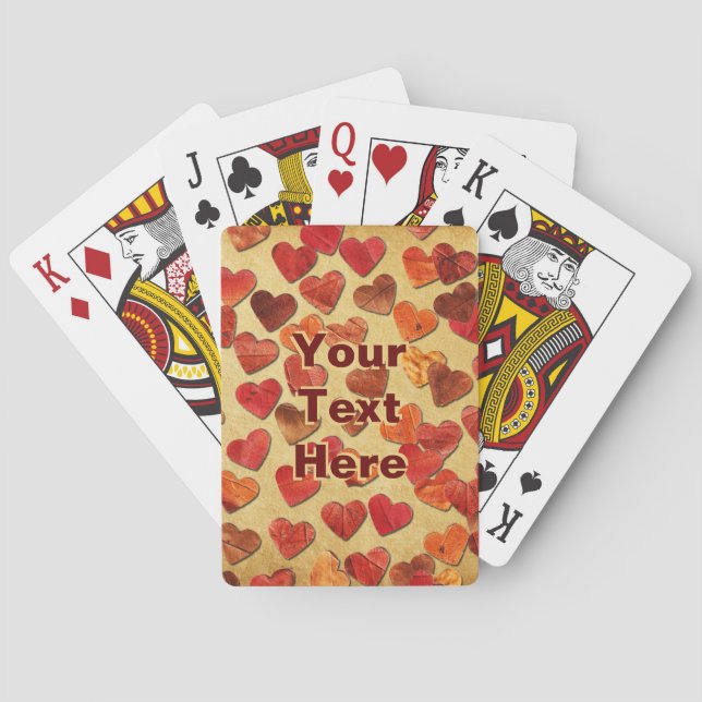 Autumn Leaf Hearts On Old Paper Playing Cards (Back)