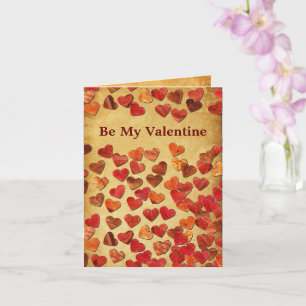 Autumn Leaf Hearts - Valentine Card
