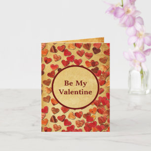 Autumn Leaf Hearts - Valentine Card
