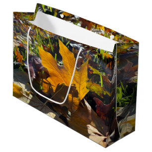 Autumn leaf in the sun large gift bag