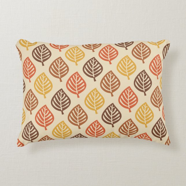 Autumn Leaf Pattern in Fall Colours Accent Pillow (Front)
