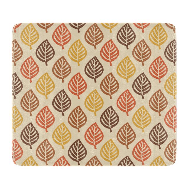 Autumn Leaf Pattern in Fall Colours Cutting Board (Front)