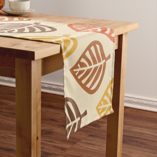 Autumn Leaf Pattern in Fall Colours Short Table Runner (In Situ)
