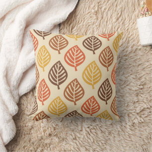 Autumn Leaf Pattern in Fall Colours Throw Pillow