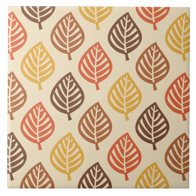 Autumn Leaf Pattern in Fall Colours Tile (Front)