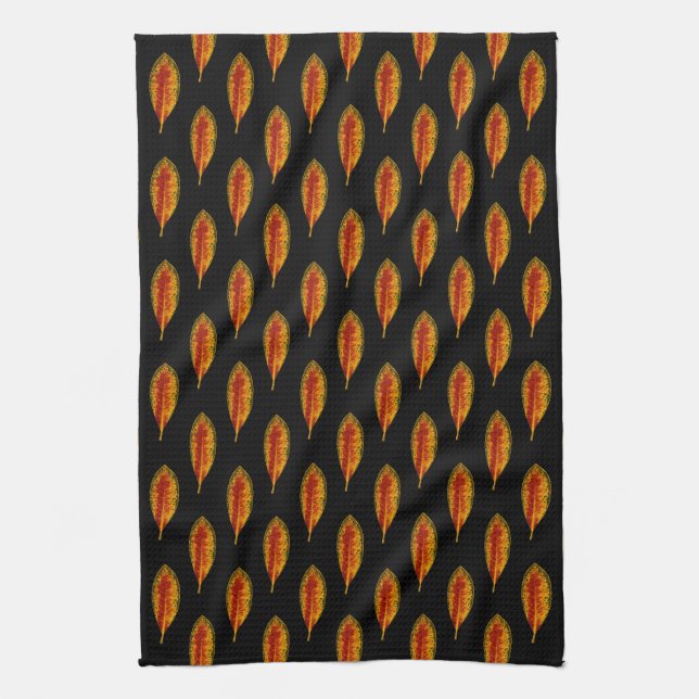 Autumn Leaf Pattern Kitchen Towel (Vertical)
