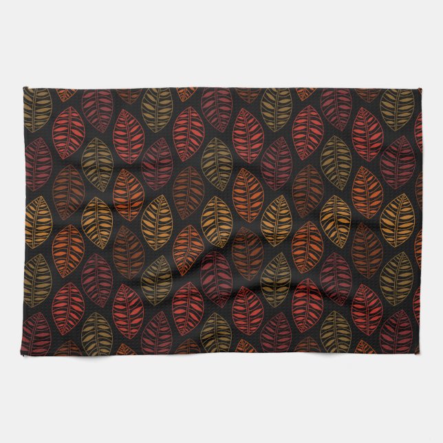 Autumn Leaf Pattern Kitchen Towel (Horizontal)