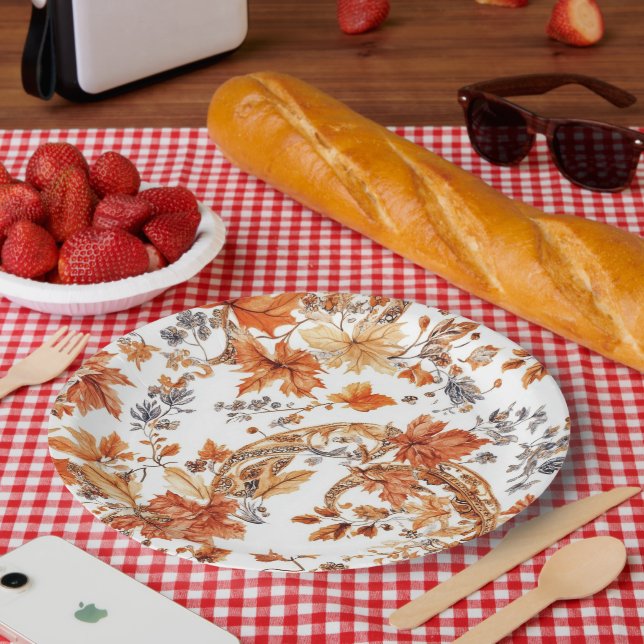 Autumn Leaf Pattern Paper Plate (Picnic)