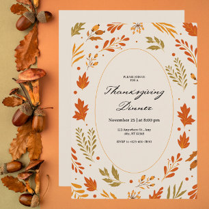 Autumn Leaf Pattern Thanksgiving Dinner Invitation