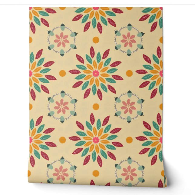 Autumn leaf pattern wallpaper (Unrolling)