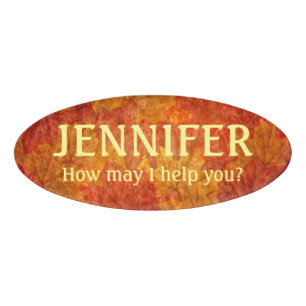 Autumn leaf seasonal simple name tag