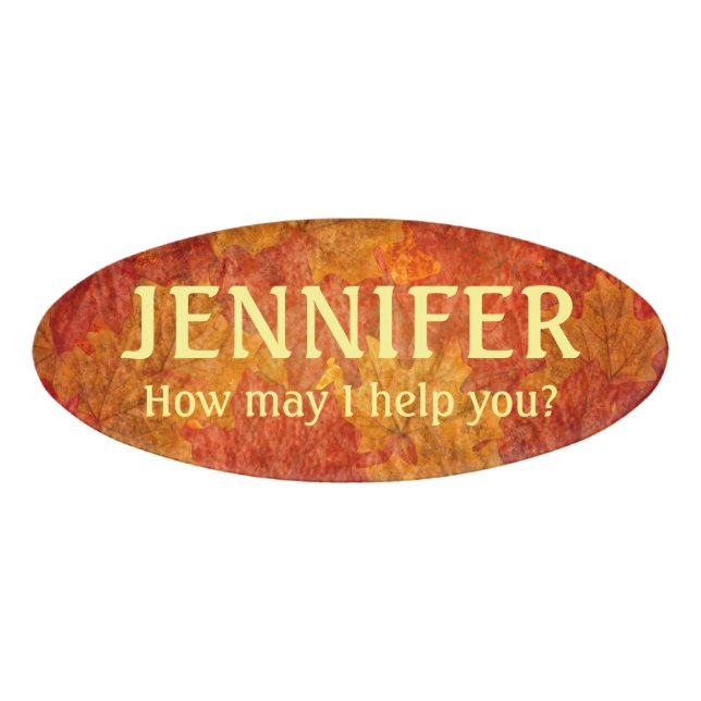 Autumn leaf seasonal simple name tag (Front)