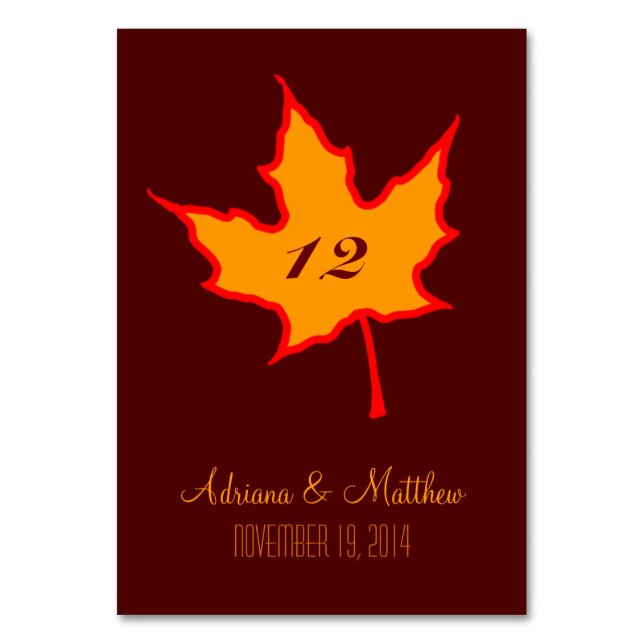 Autumn Leaf Table Number (Front)