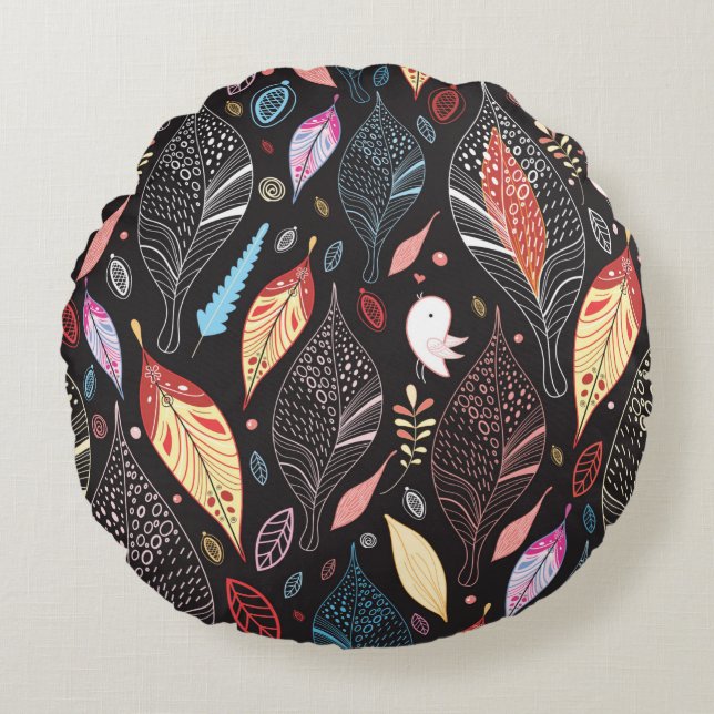 Autumn leaf texture round pillow (Front)