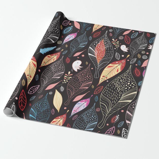 Autumn leaf texture wrapping paper (Unrolled)
