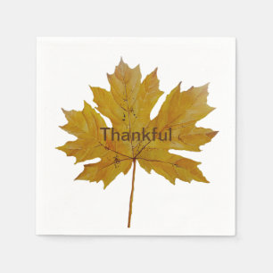 Autumn leaf thankful watercolor napkin