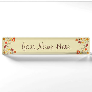 Autumn Leaf Vines with Customizable Text Nameplate