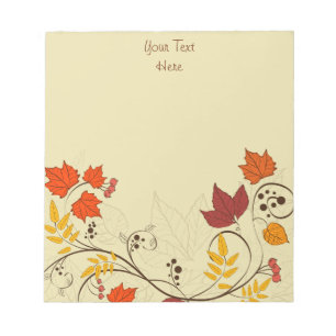 Autumn Leaf Vines with Customizable Text Notepad